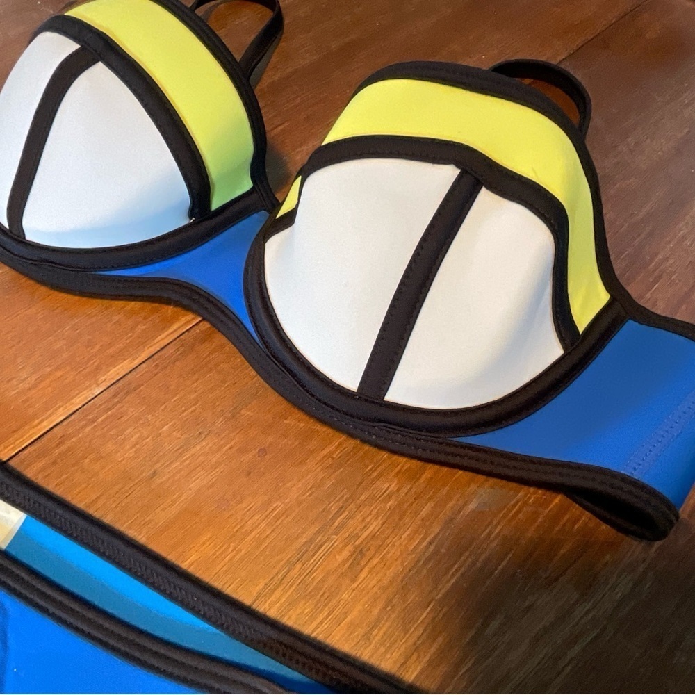Colorblock Blue and Yellow Bikini Set - Picture 2 of 7